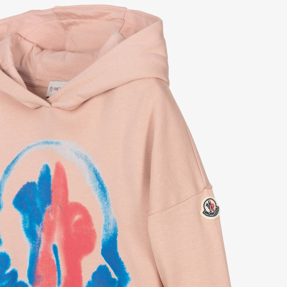 Moncler Enfant-Girls Pink Logo Hoodie Dress | Childrensalon