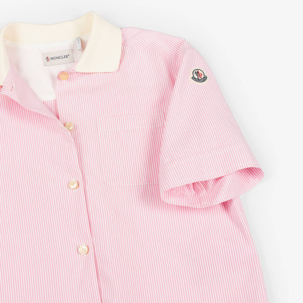 Moncler Enfant-Girls Pink Striped Shorts Set | Childrensalon