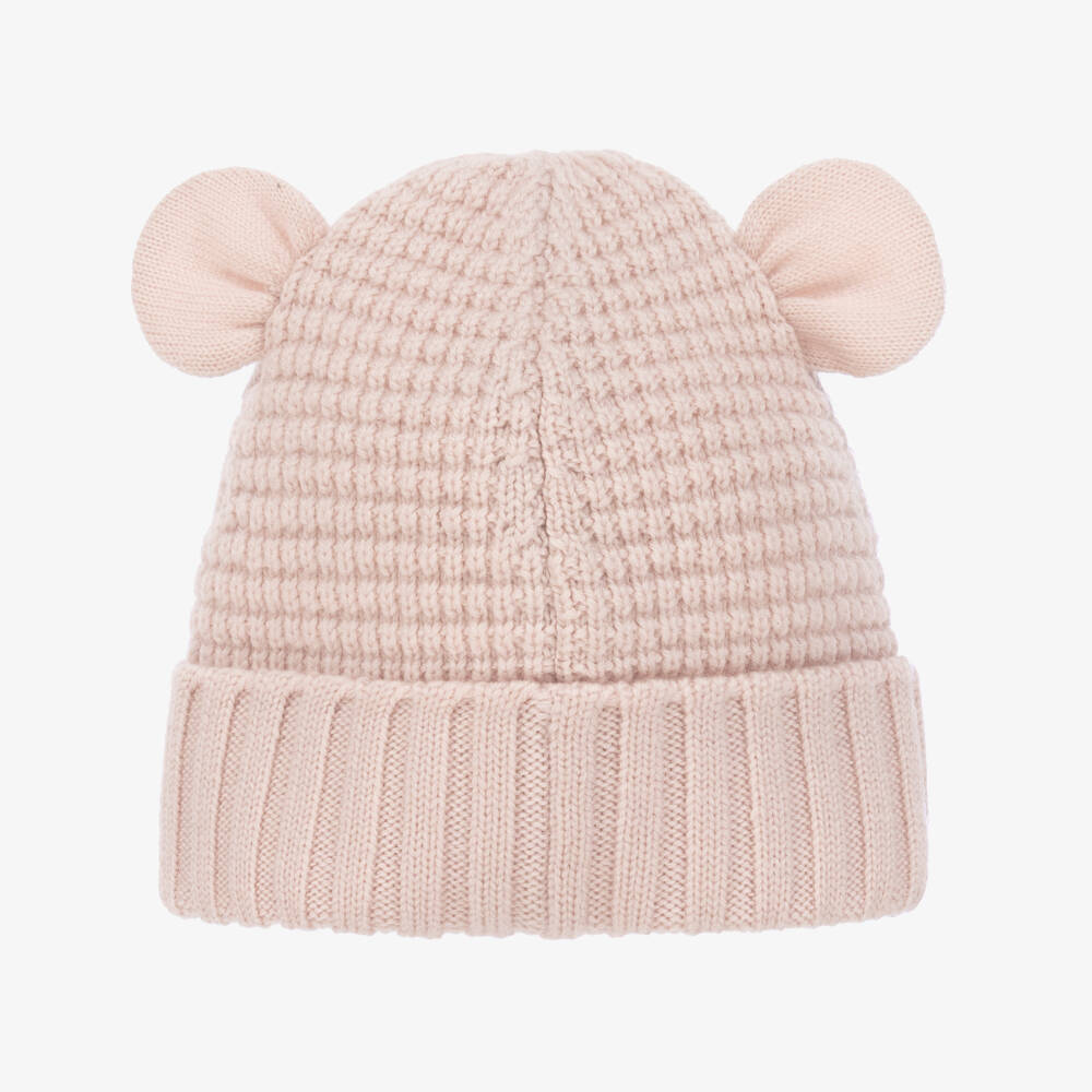 Moncler Enfant-Girls Pink Wool Knit Hat | Childrensalon