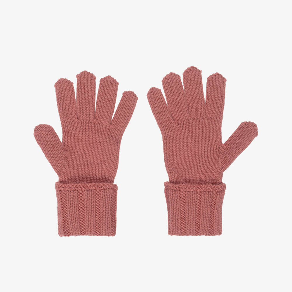 Moncler Enfant-Шарф розовый шерстяной с перчатками для девочек | Childrensalon