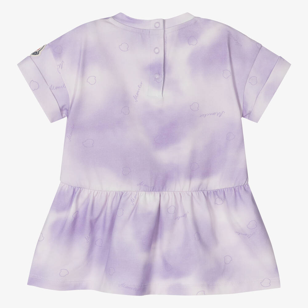Moncler Enfant-Girls Purple Tie-Dye Cotton Dress | Childrensalon