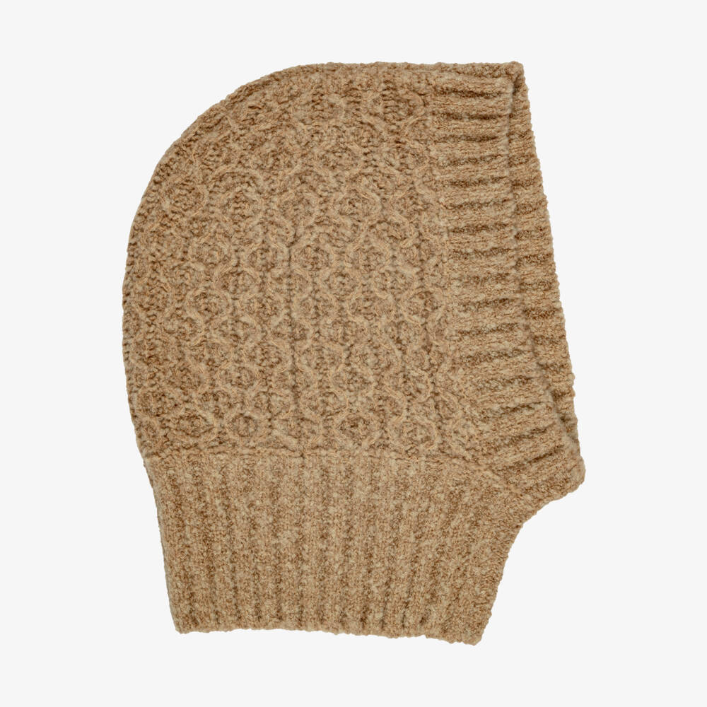 Moncler Enfant-Girls Sand Beige Knitted Balaclava | Childrensalon