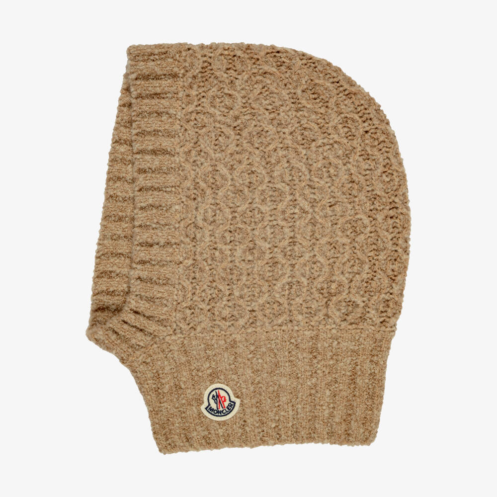 Moncler Enfant-Girls Sand Beige Knitted Balaclava | Childrensalon