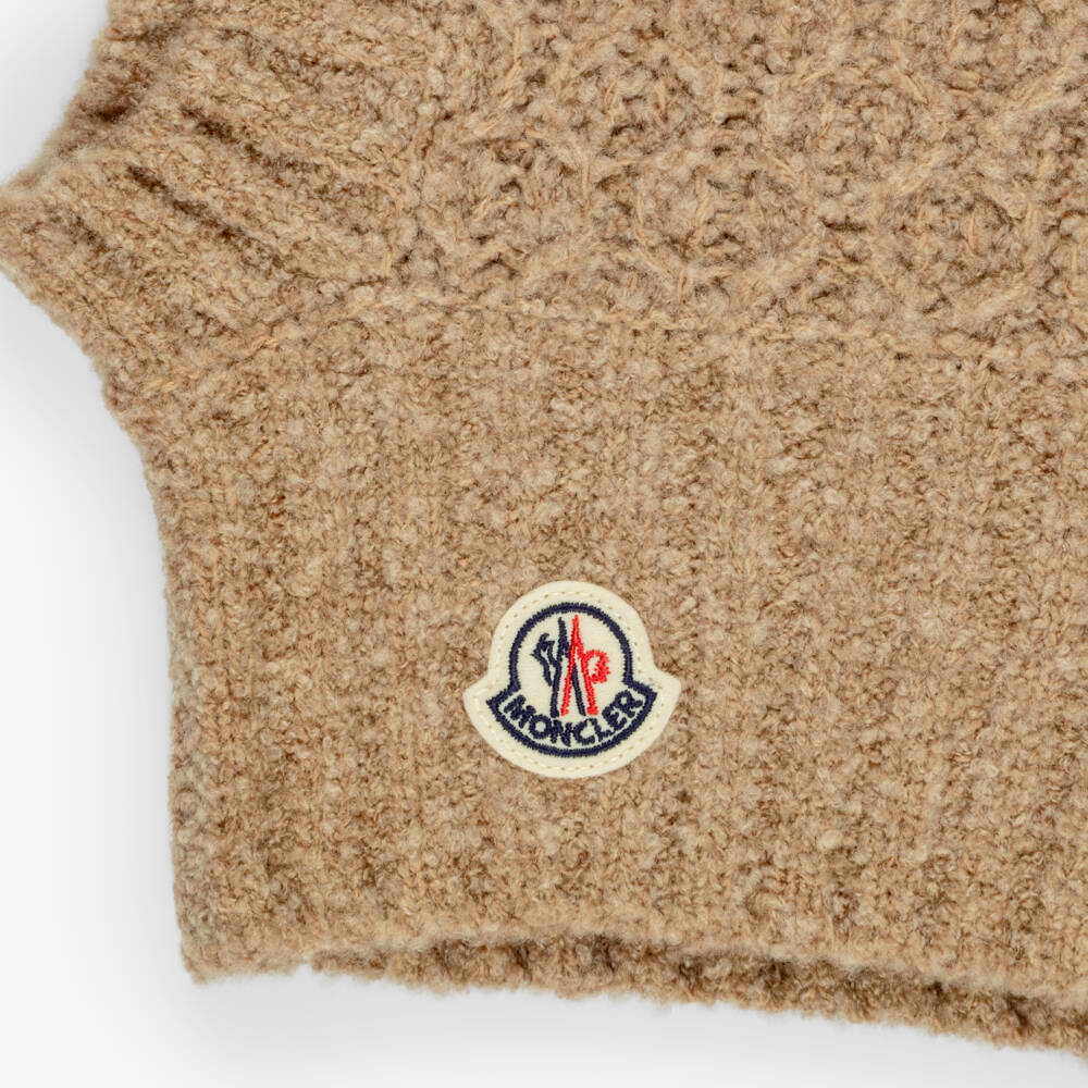 Moncler Enfant-Girls Sand Beige Knitted Balaclava | Childrensalon