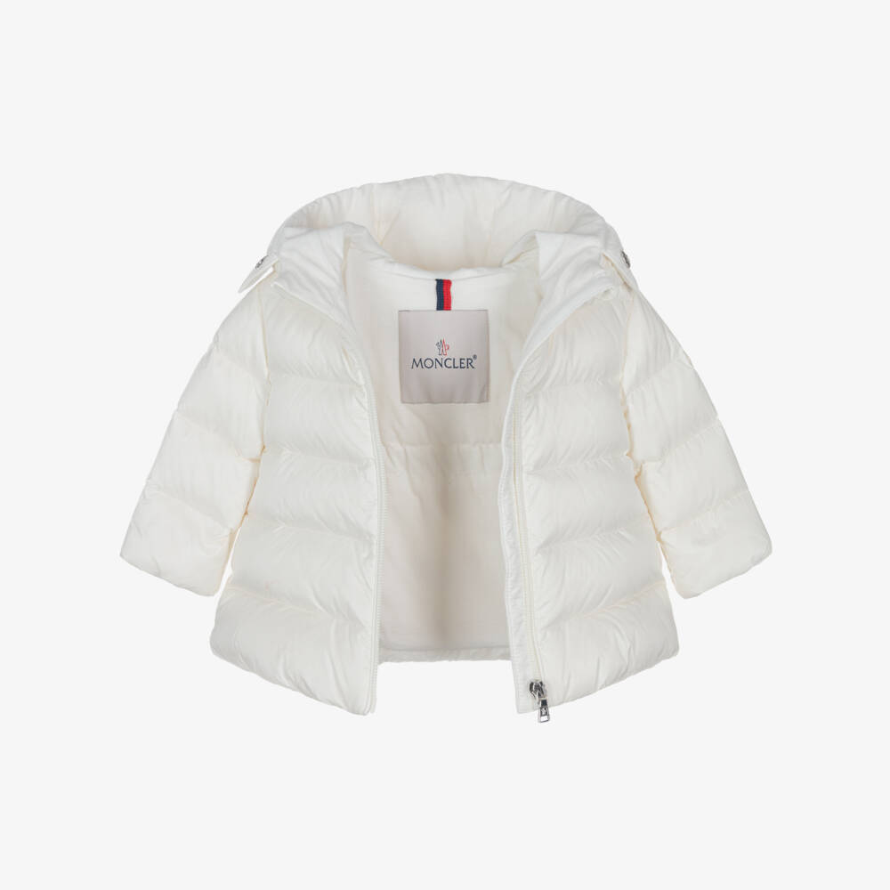 Moncler Enfant-Girls White Obie Down Padded Hooded Jacket | Childrensalon