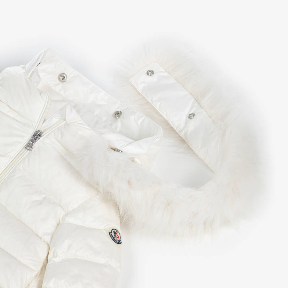Moncler Enfant-Girls White Obie Down Padded Hooded Jacket | Childrensalon