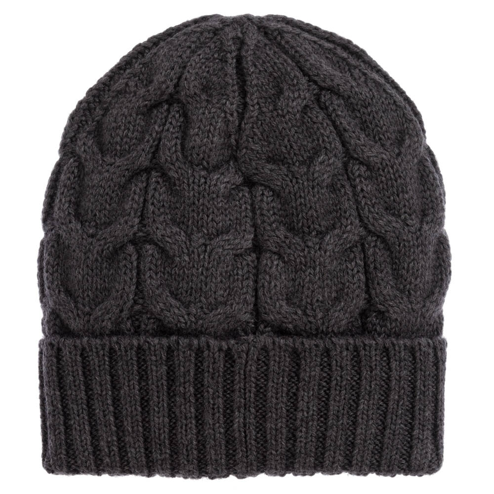 Moncler Enfant-قبعة صوف محبوك لون رمادي للأولاد | Childrensalon