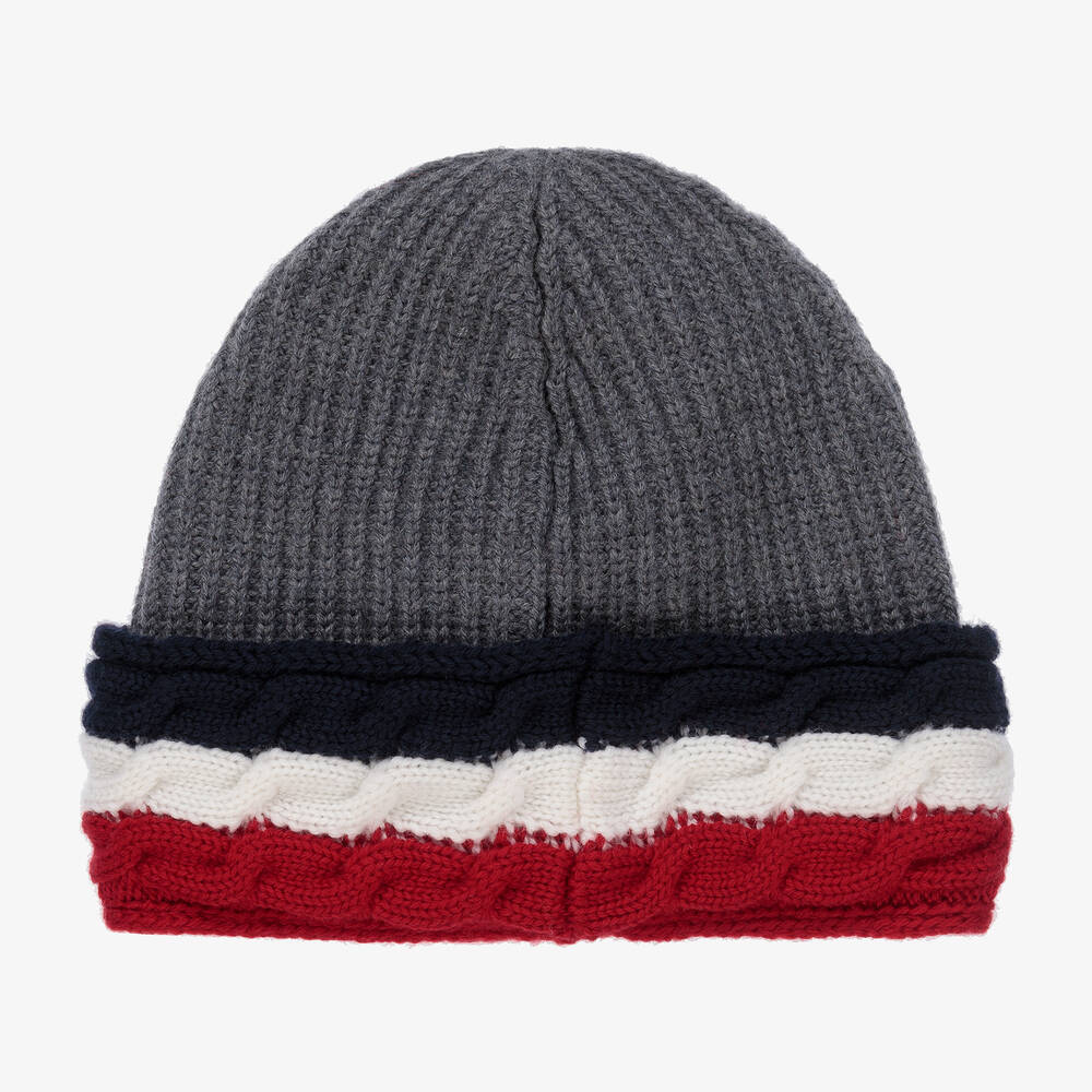 Moncler Enfant-قبعة بيني صوف لون رمادي | Childrensalon