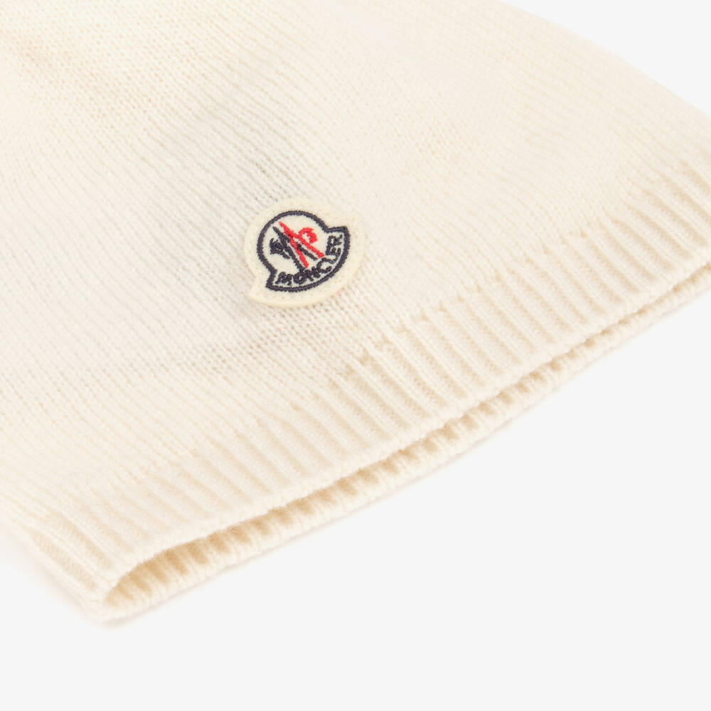 Moncler Enfant-Ivory Knitted Pure Cashmere Hat | Childrensalon