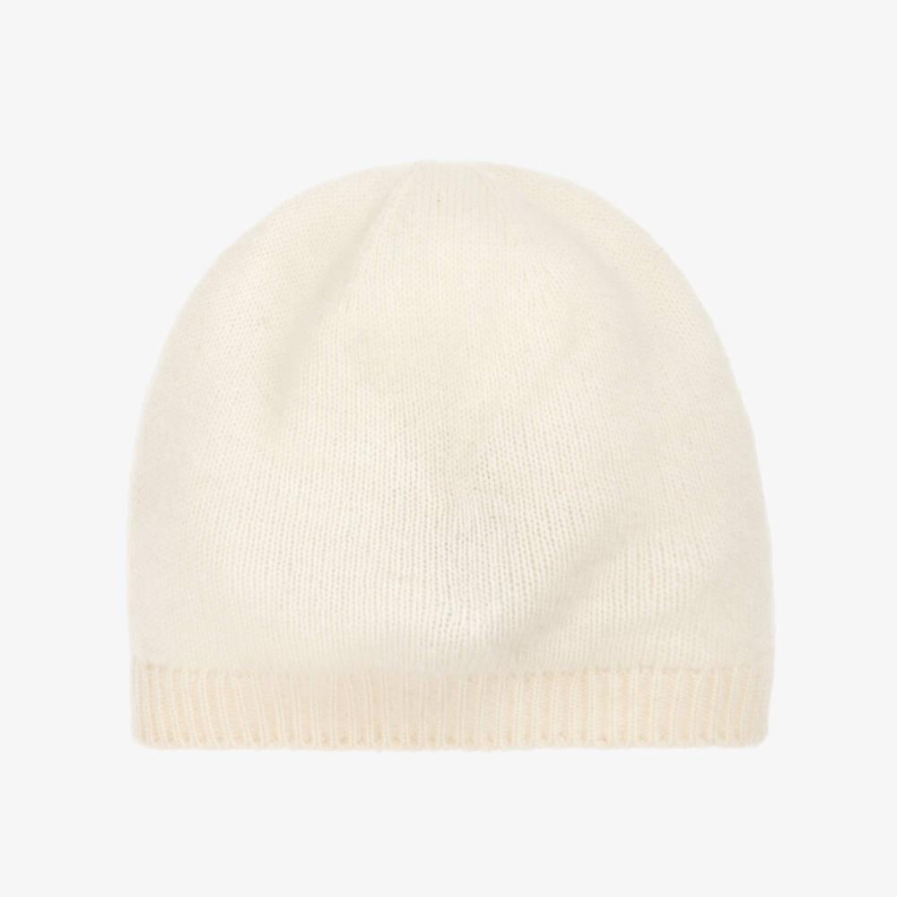 Moncler Enfant-Ivory Knitted Pure Cashmere Hat | Childrensalon