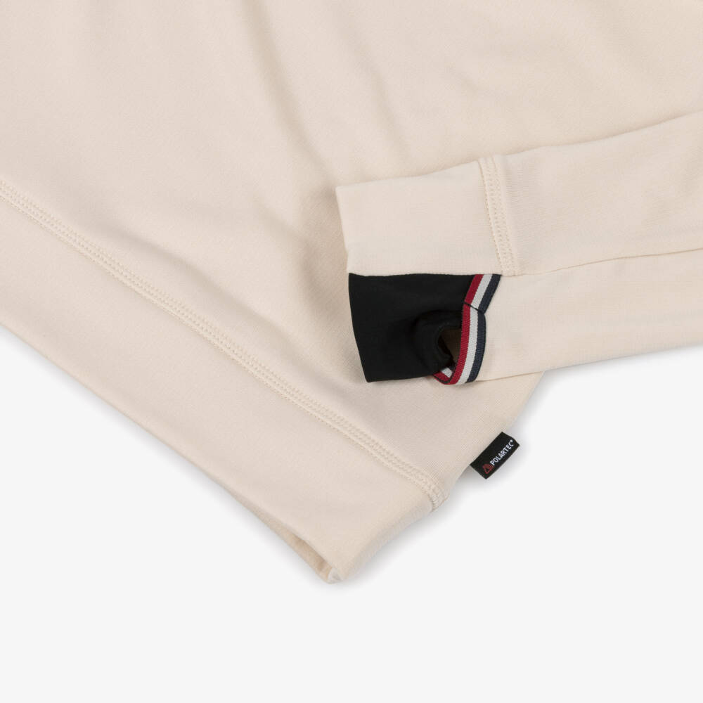 Moncler Enfant-Топ поло кремовый с полумолнией из полартека | Childrensalon