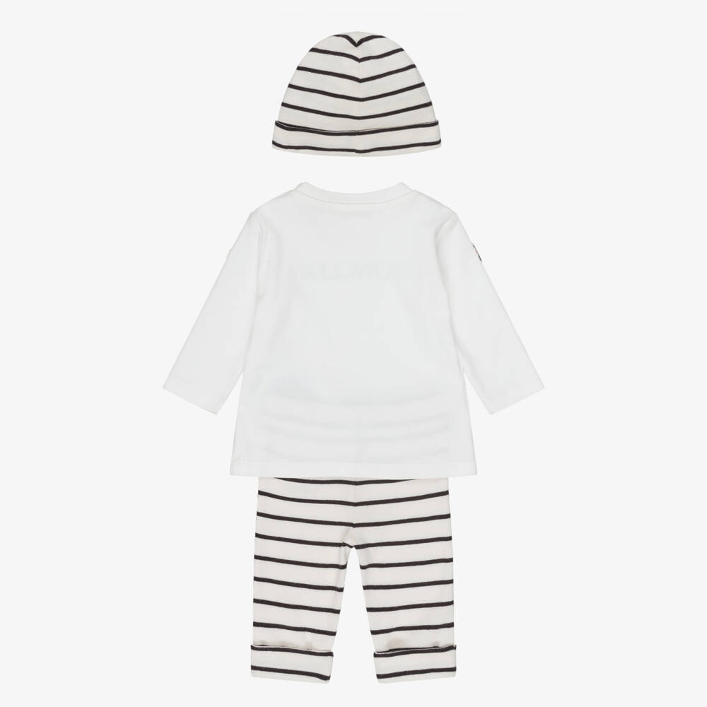 Moncler Enfant-Ivory Striped Cotton Baby Leggings Gift Set | Childrensalon