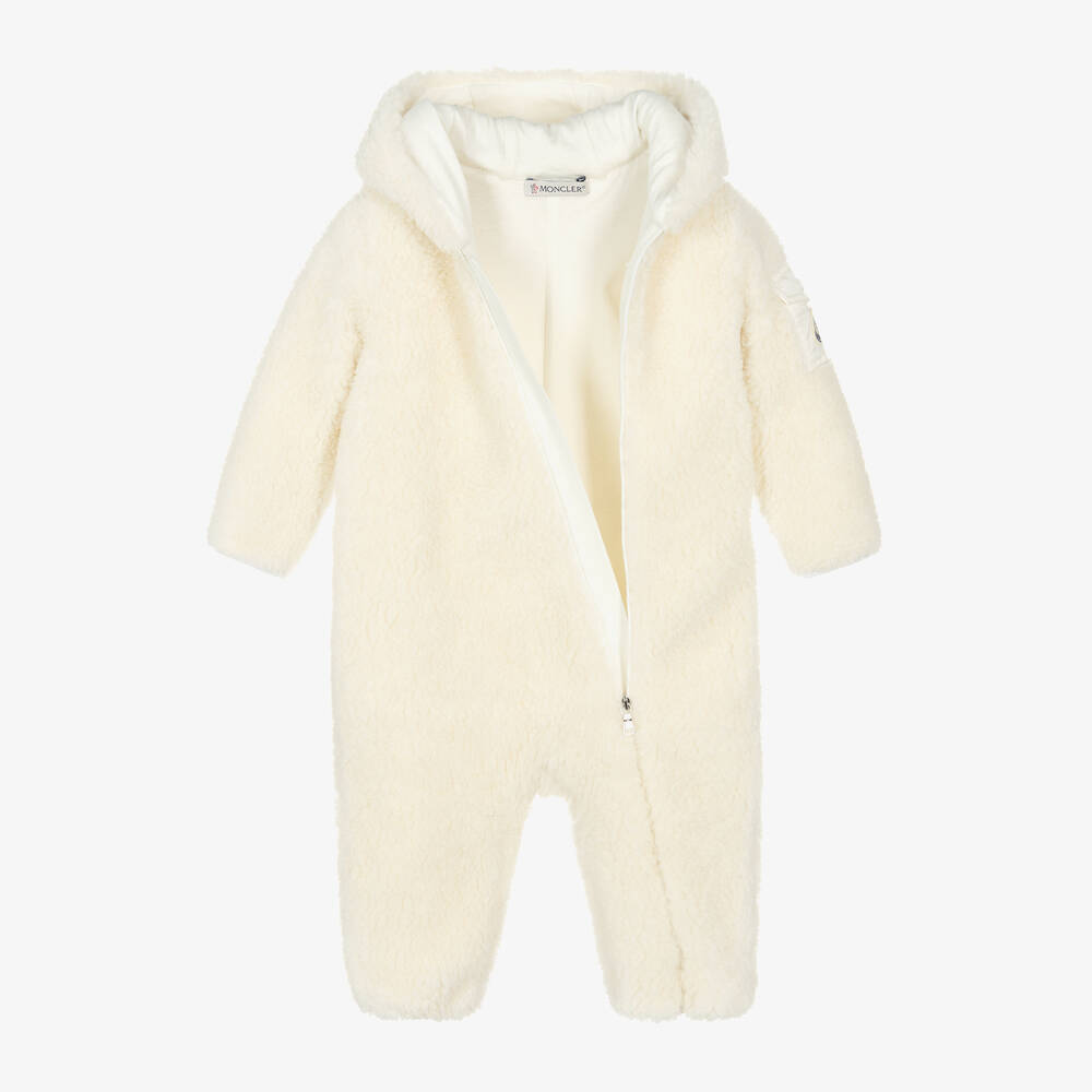 Moncler Enfant-أفرول شتوي تيدي فليس لون عاجي | Childrensalon