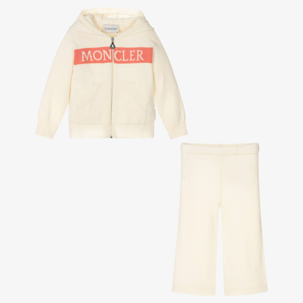 Moncler Enfant-Ivory Wool Knit Tracksuit | Childrensalon
