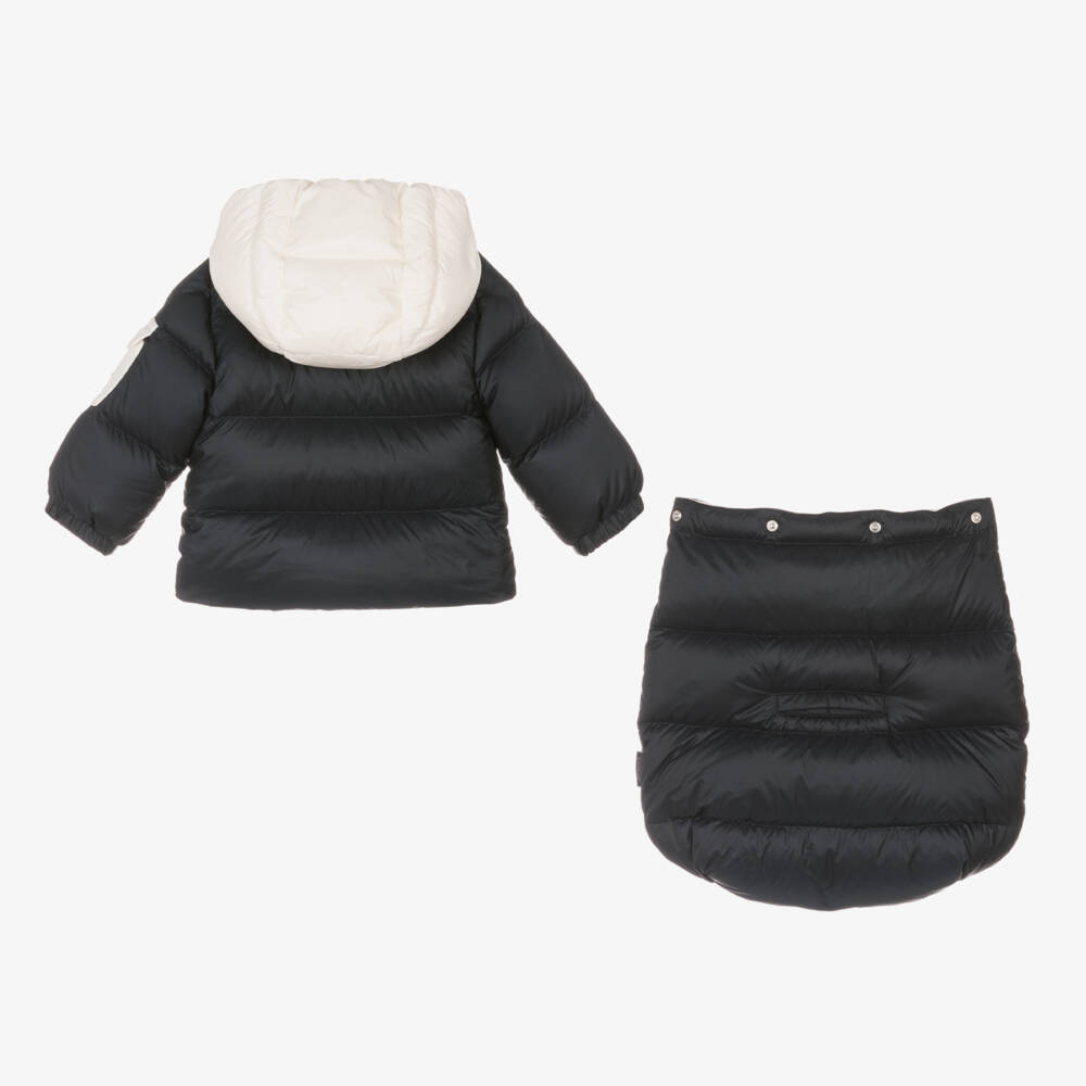 Moncler Enfant-Navy Blue Down Padded Baby Ueno Snowbag | Childrensalon