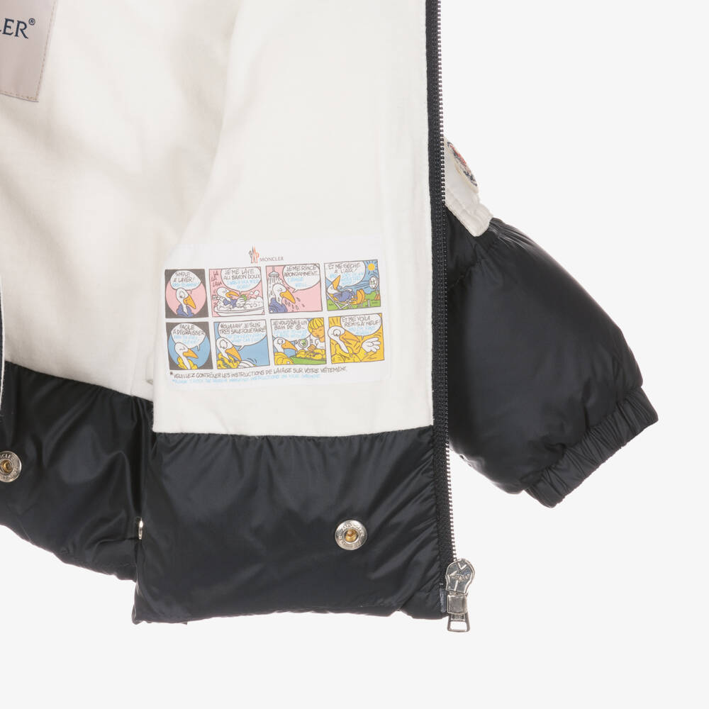 Moncler Enfant-Navy Blue Down Padded Baby Ueno Snowbag | Childrensalon