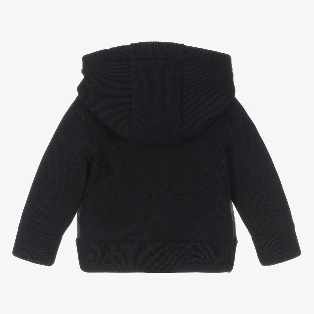 Moncler Enfant-توب بسحّاب قطن لون كحلي مبطن بريش للأطفال | Childrensalon