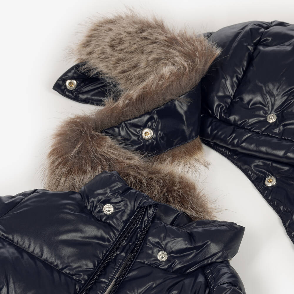 Moncler Enfant-Navy Blue K2F Down Padded Hooded Jacket | Childrensalon