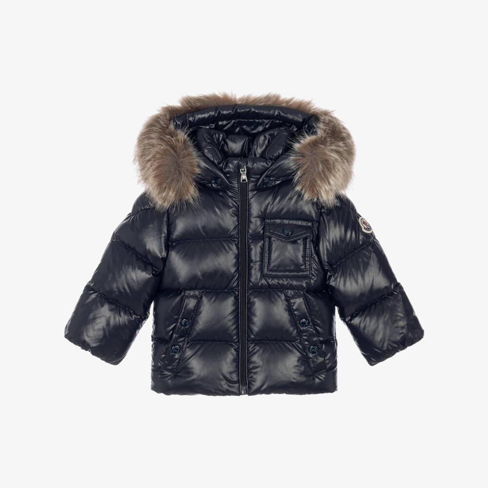 Moncler Enfant-Navy Blue K2F Down Padded Hooded Jacket | Childrensalon