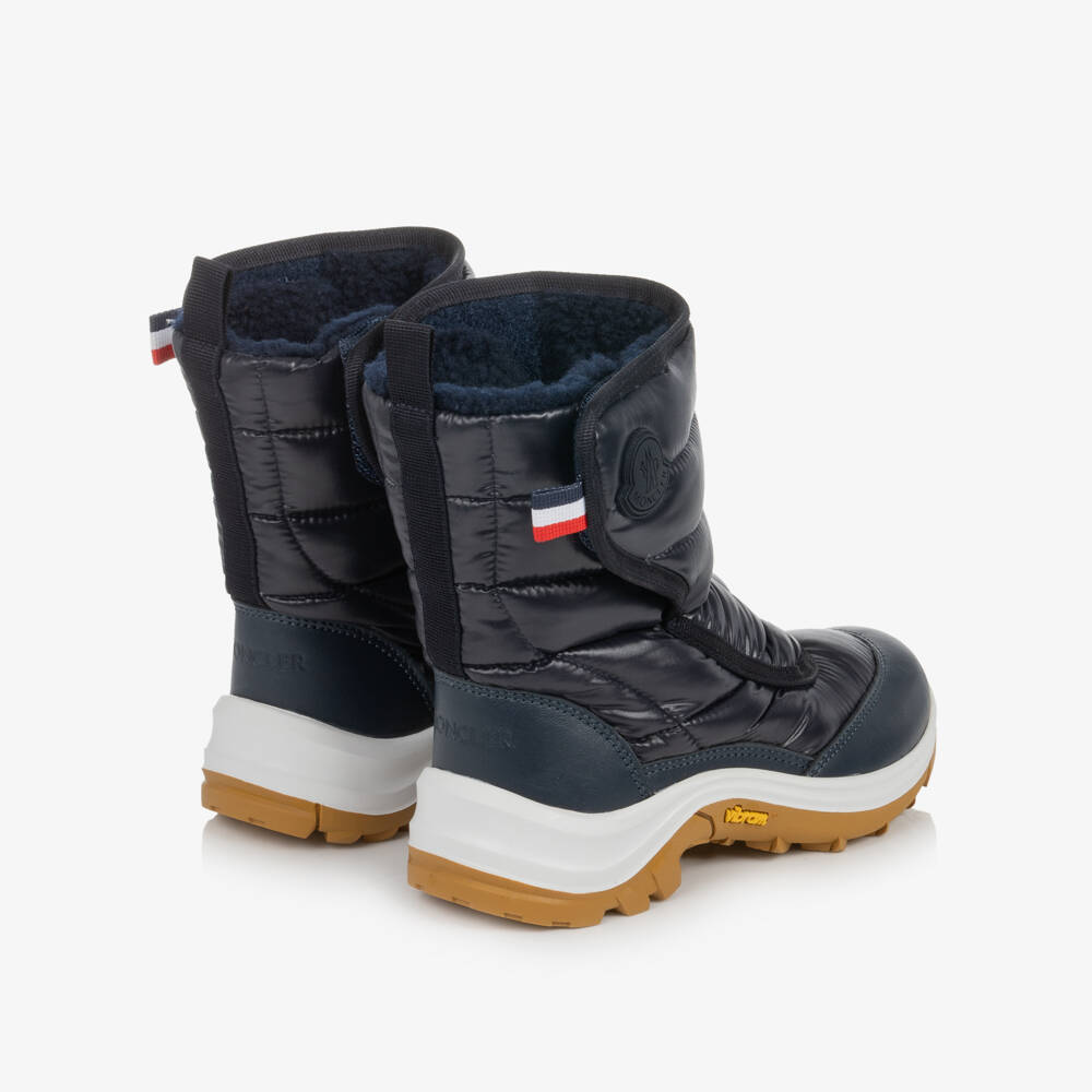 Moncler Enfant-Navy Blue Padded Snow Boots | Childrensalon
