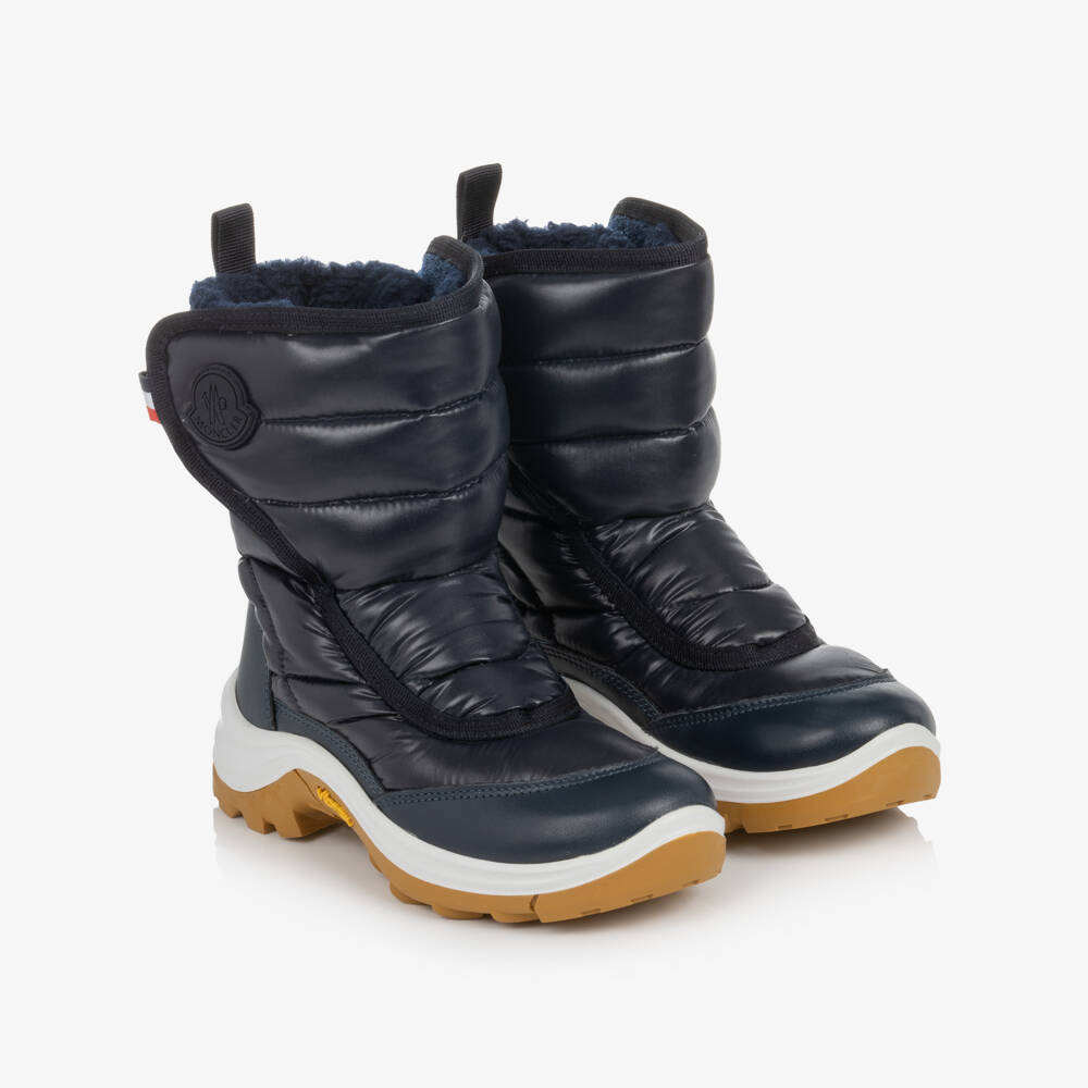 Moncler Enfant-Navy Blue Padded Snow Boots | Childrensalon