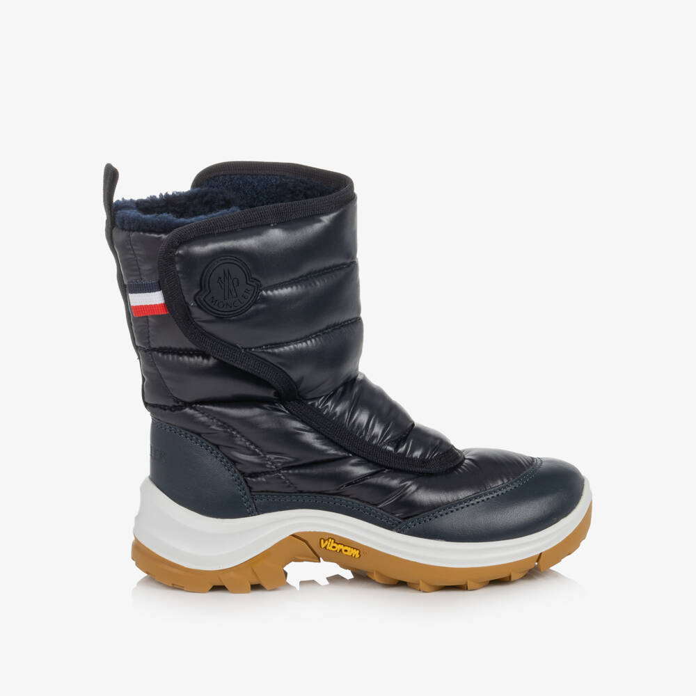 Moncler Enfant-Navy Blue Padded Snow Boots | Childrensalon