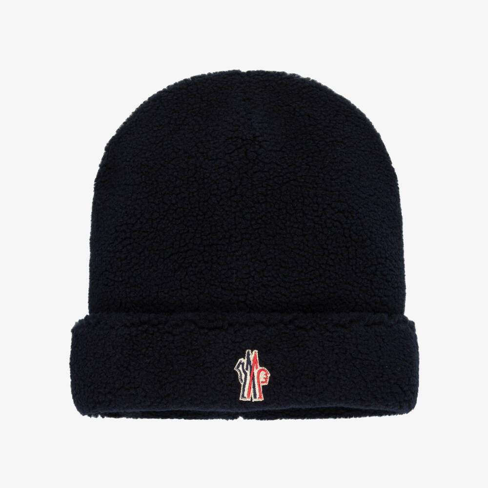 Moncler Enfant-Шапка синяя из шерпа флиса с вышитым логотипом | Childrensalon