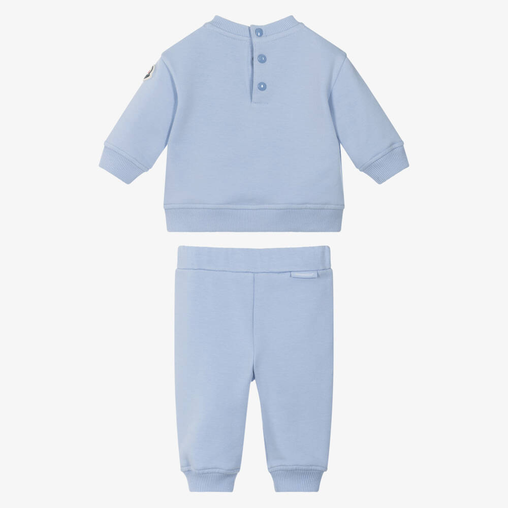 Moncler Enfant-Pale Blue Logo Embroidered Baby Tracksuit | Childrensalon