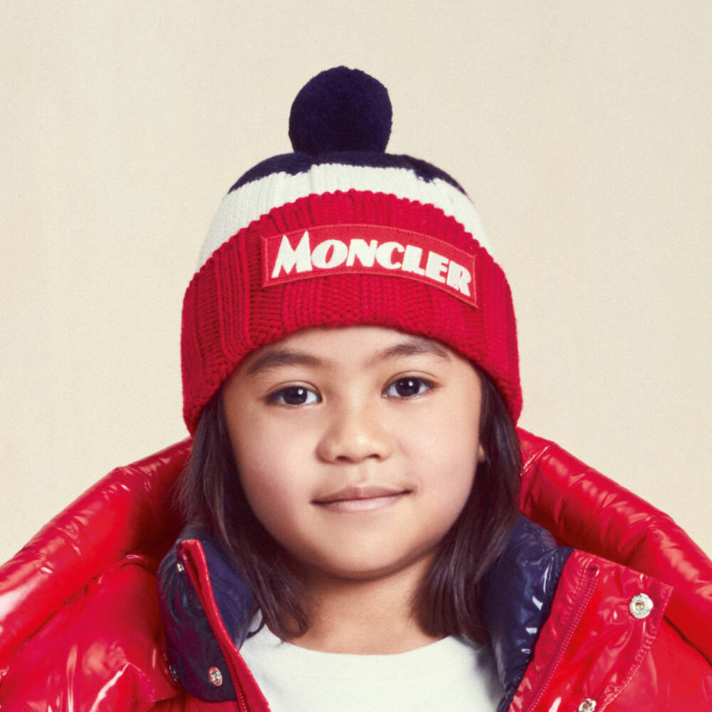 Moncler Enfant-قبعة بوم- بوم صوف محبوك للأولاد | Childrensalon