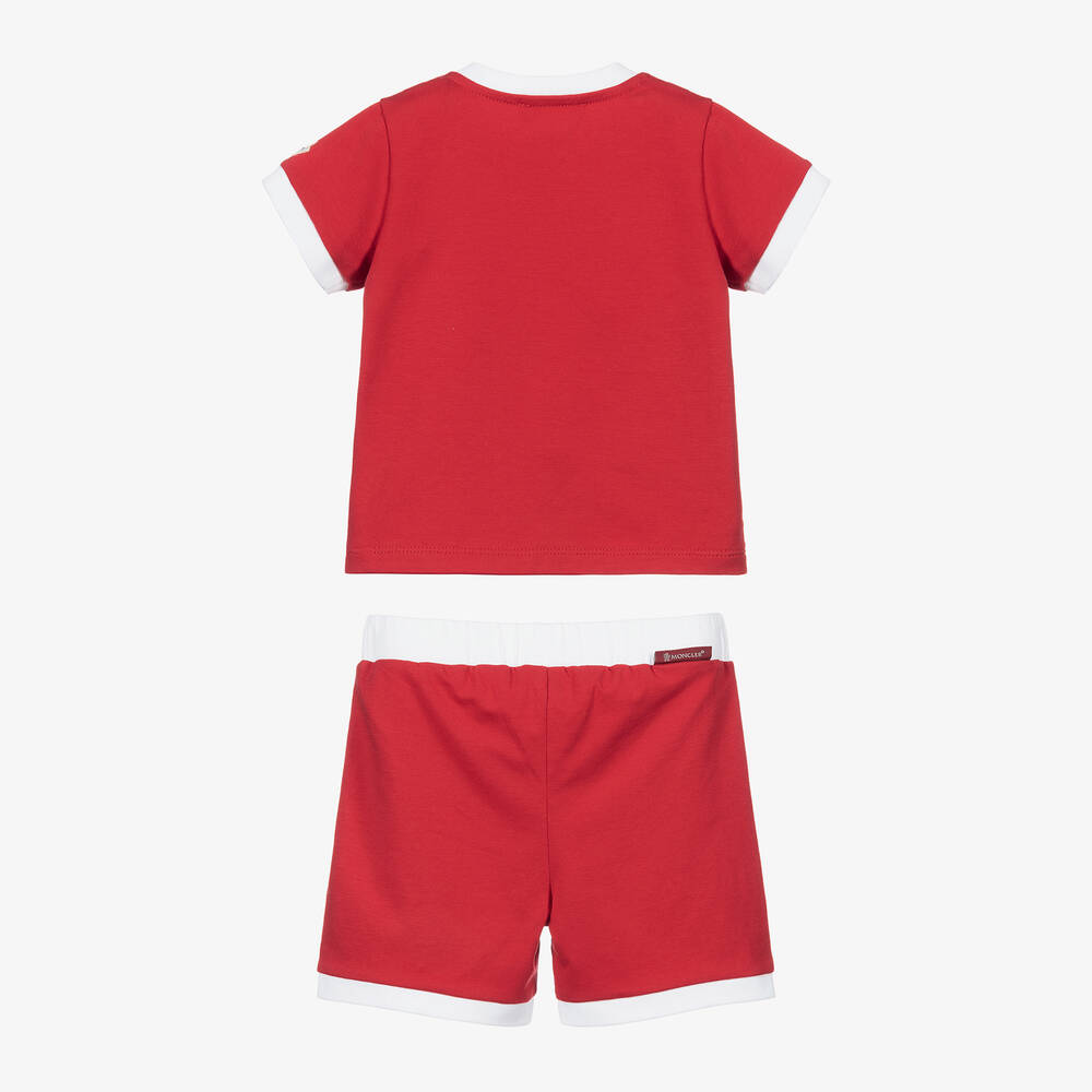 Moncler Enfant-طقم شورت قطن لون أحمر للأولاد | Childrensalon