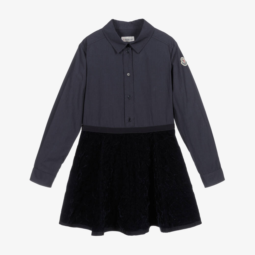 Moncler Enfant-Синее платье-рубашка для подростков | Childrensalon