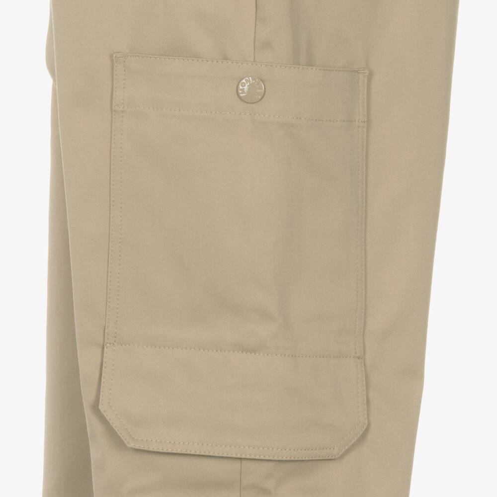 Moncler Enfant-Teen Boys Beige Cotton Cargo Trousers | Childrensalon