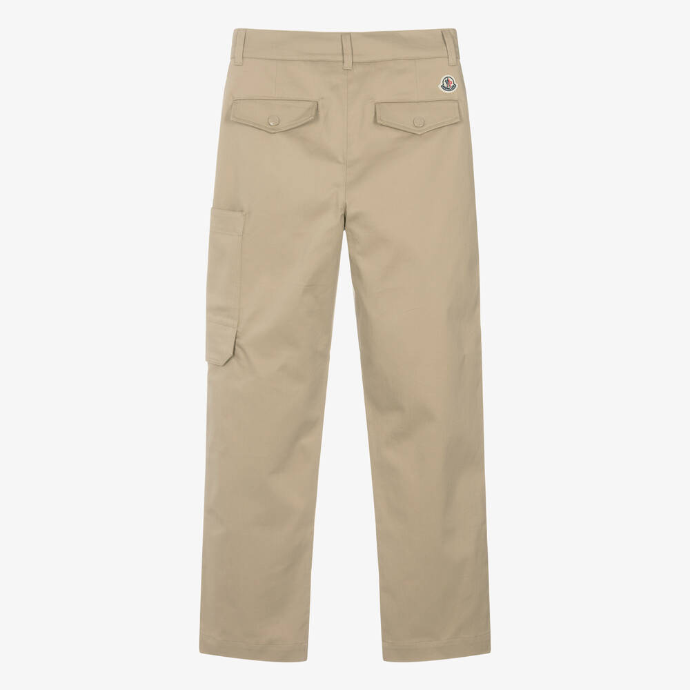 Moncler Enfant-Teen Boys Beige Cotton Cargo Trousers | Childrensalon