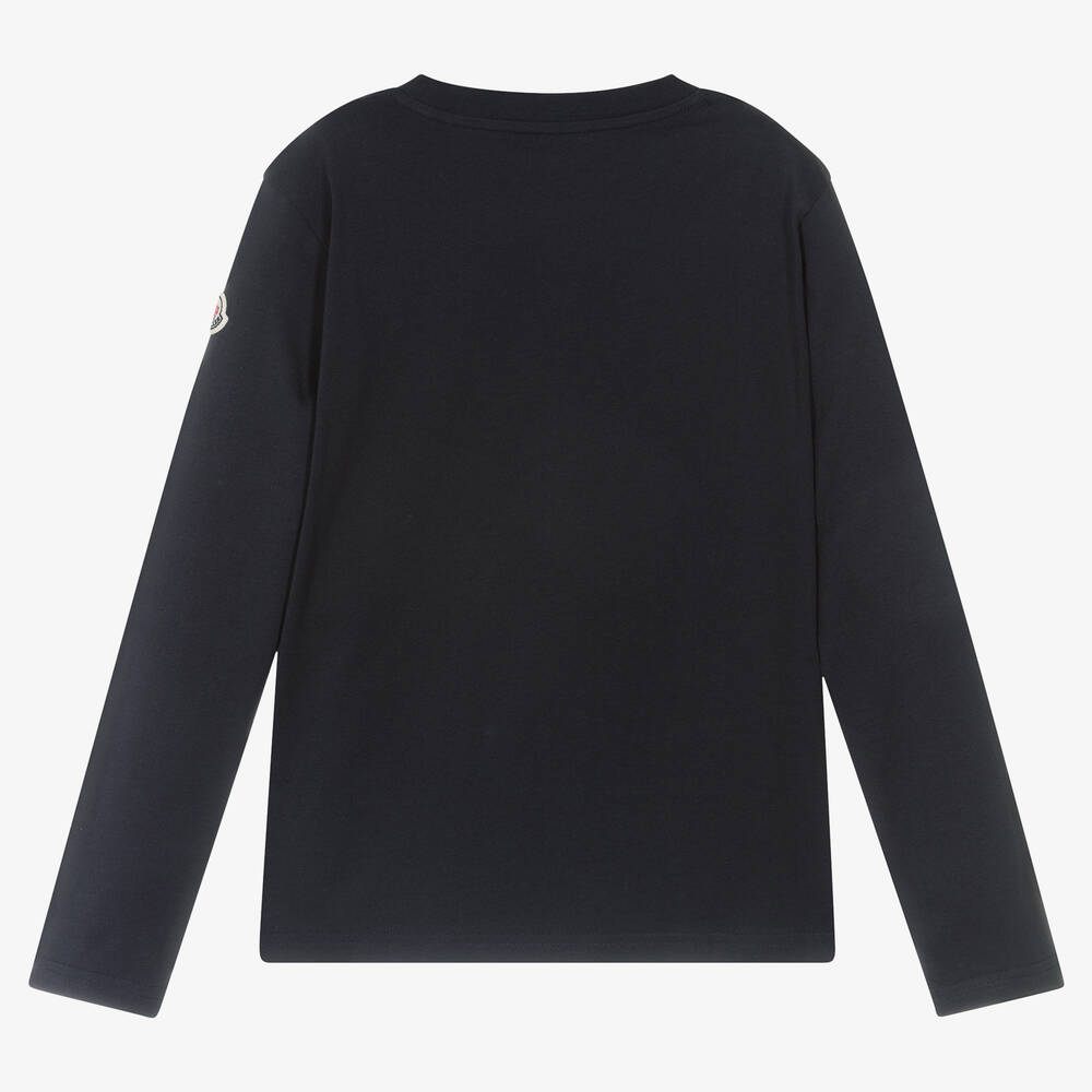 Moncler Enfant-Teen Boys Blue Cotton Monogram Top | Childrensalon