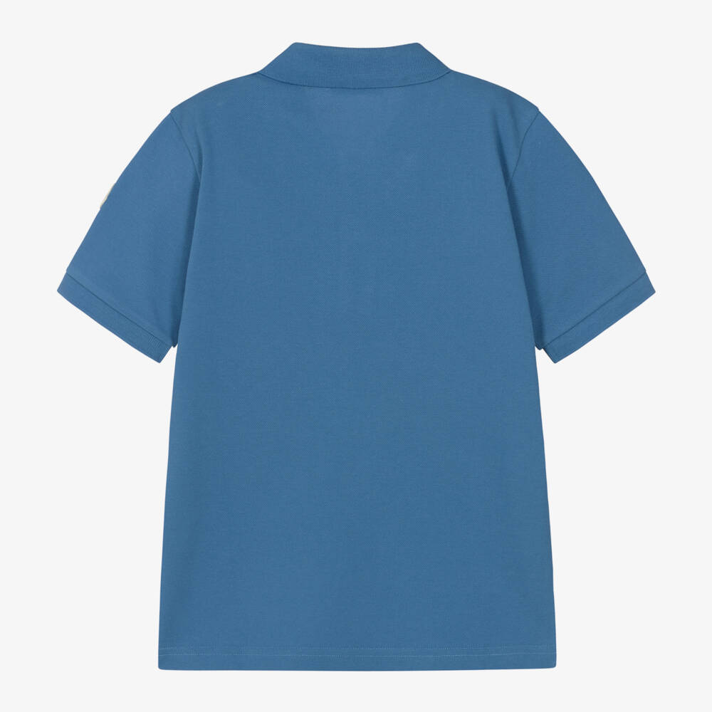 Moncler Enfant-Teen Boys Blue Cotton Short-Sleeved Polo Shirt | Childrensalon