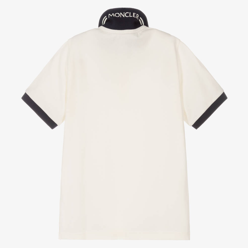 Moncler Enfant-قميص بولو قطن بيكيه لون عاجي | Childrensalon
