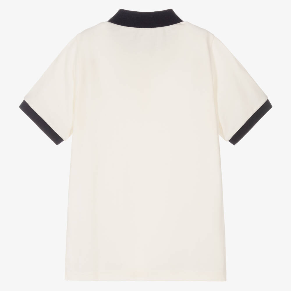 Moncler Enfant-قميص بولو قطن بيكيه لون عاجي | Childrensalon