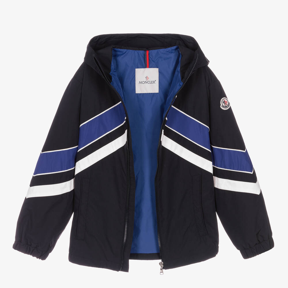 Moncler Enfant-Teen Boys Navy Blue & White Tseren Jacket | Childrensalon