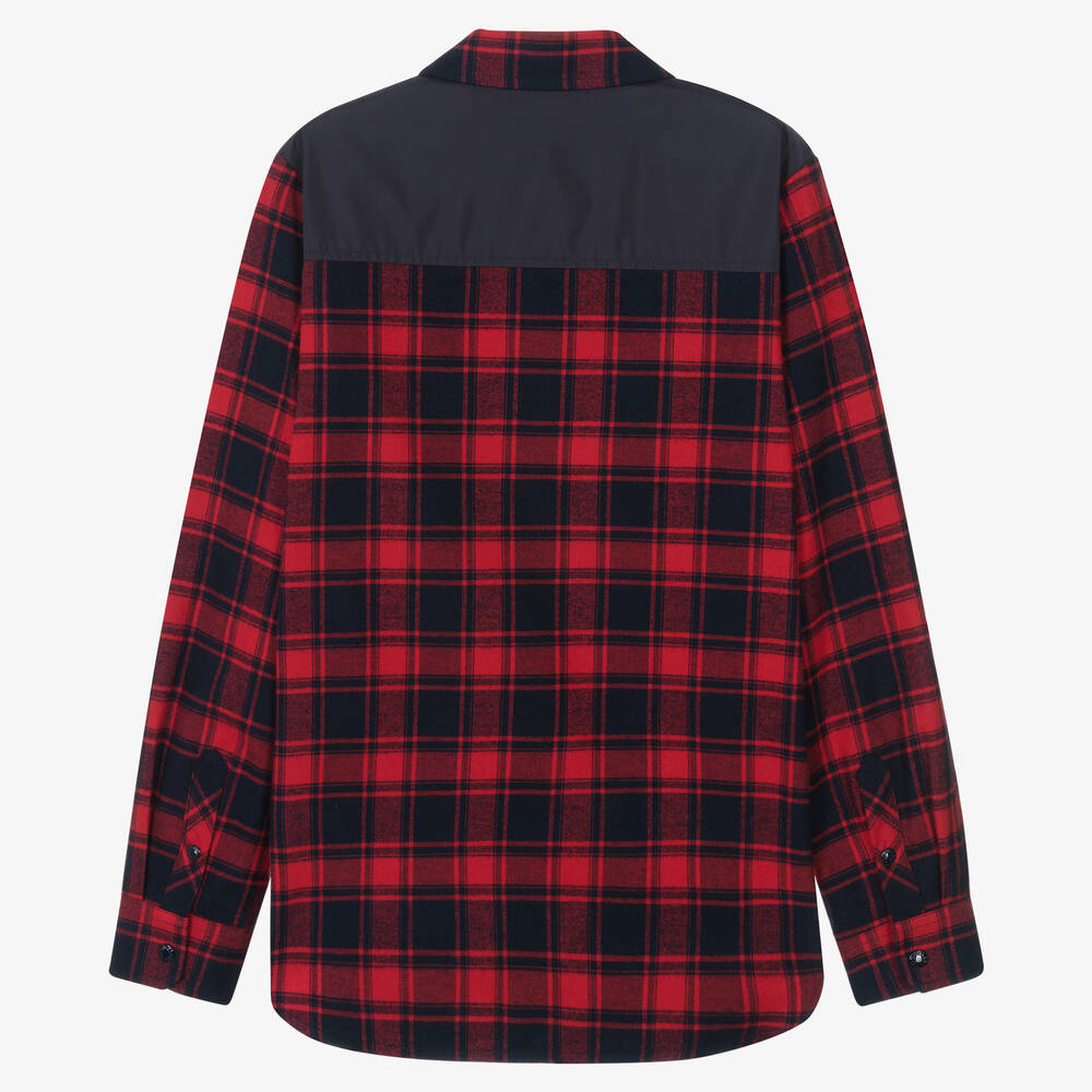 Moncler Enfant-Teen Boys Red & Blue Cotton Check Shirt | Childrensalon