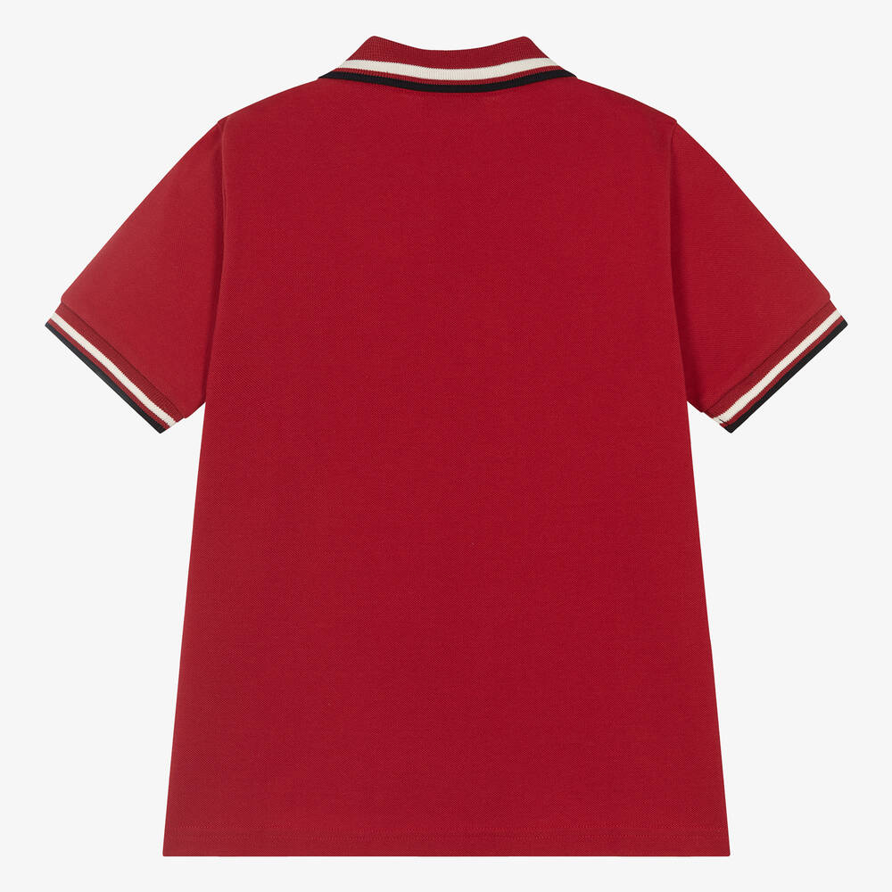 Moncler Enfant-Teen Boys Red Cotton Piqué Polo Shirt | Childrensalon