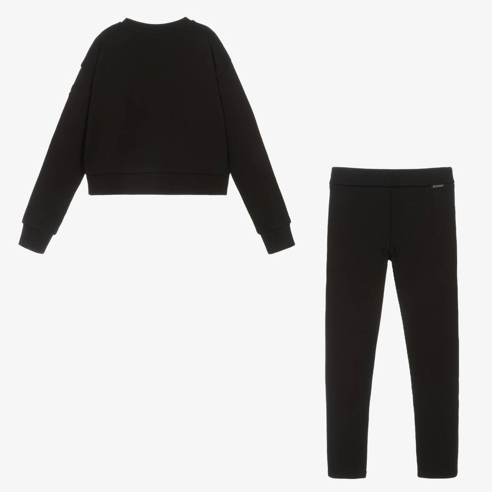 Moncler Enfant-Teen Girls Black Cotton Leggings Set | Childrensalon