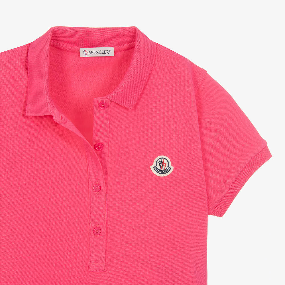 Moncler Enfant-Teen Girls Fuchsia Pink Cotton Polo Dress | Childrensalon
