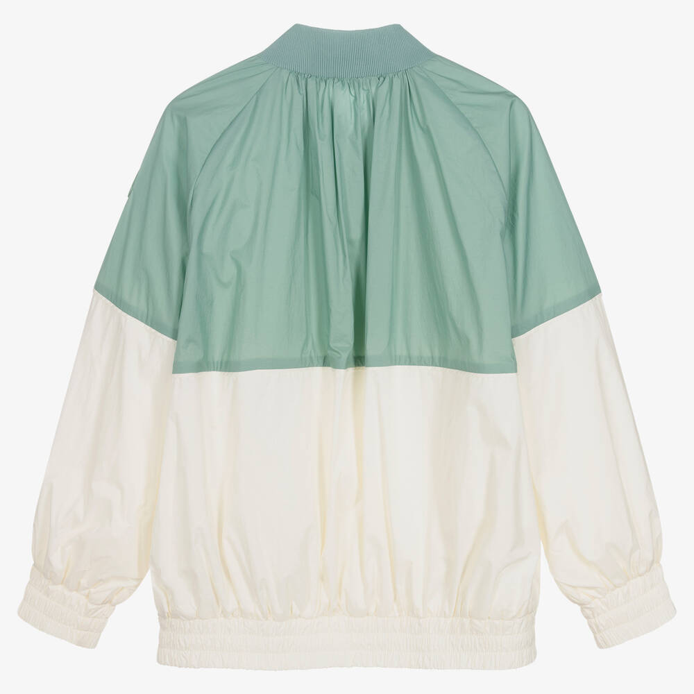 Moncler Enfant-Teen Girls Green & Ivory Aine Jacket | Childrensalon