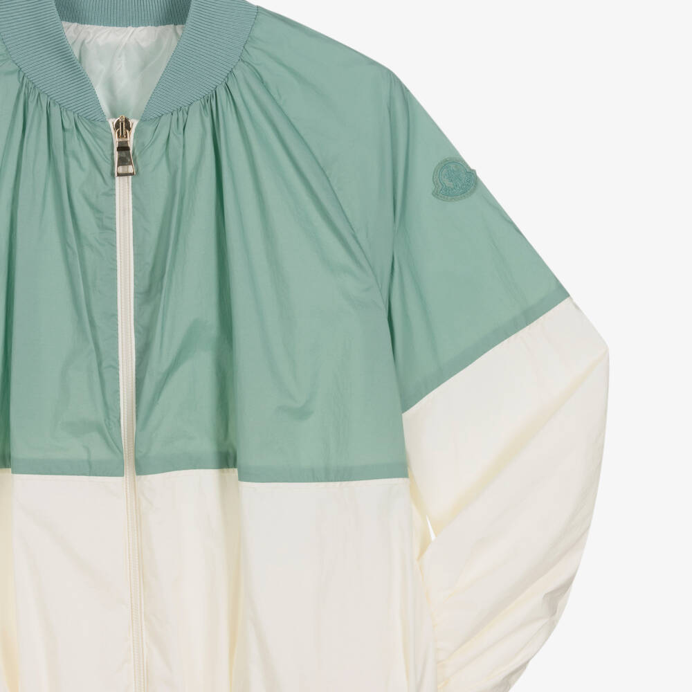 Moncler Enfant-Teen Girls Green & Ivory Aine Jacket | Childrensalon