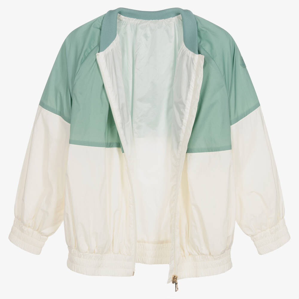 Moncler Enfant-Teen Girls Green & Ivory Aine Jacket | Childrensalon