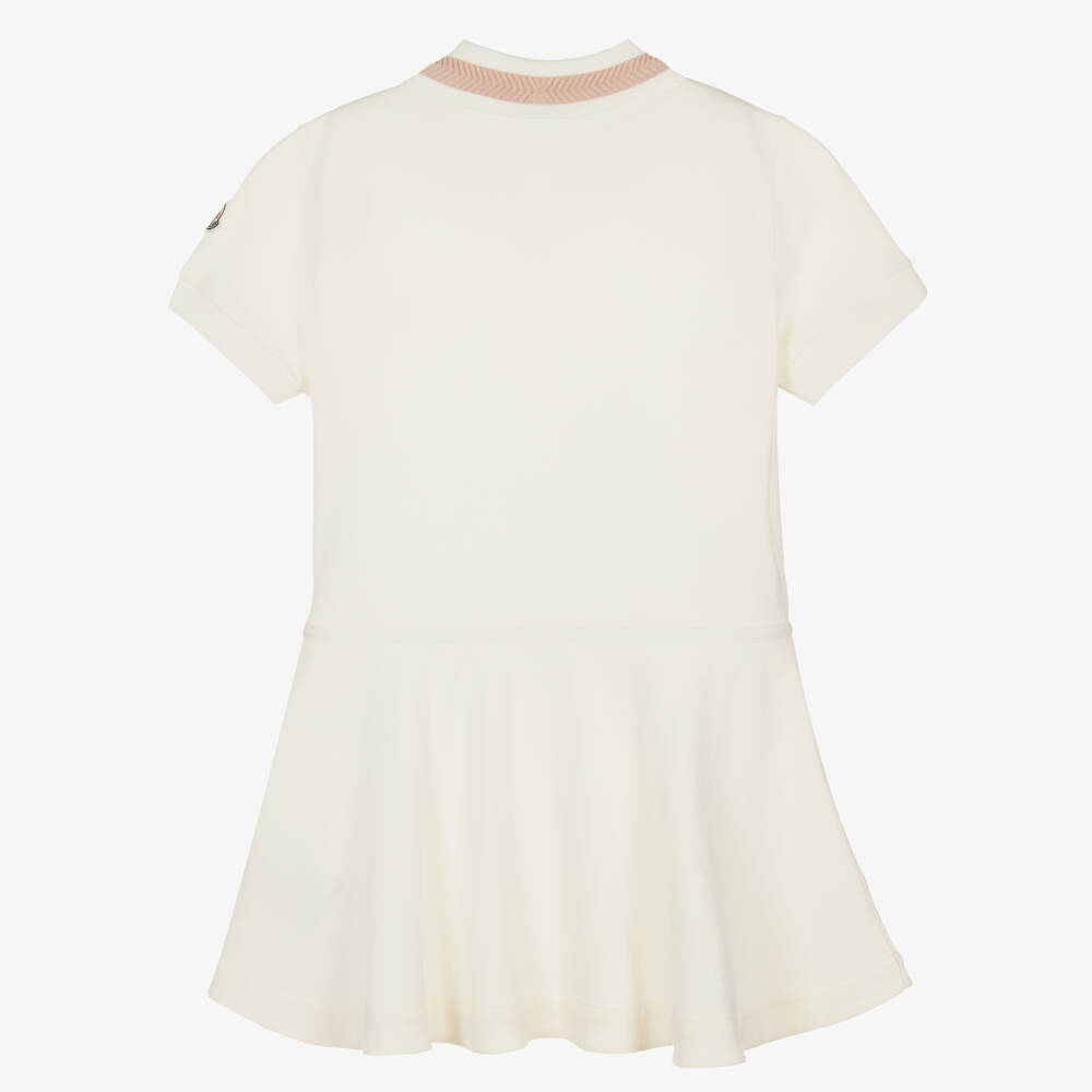 Moncler Enfant-Teen Girls Ivory Cotton Peplum Polo Shirt | Childrensalon