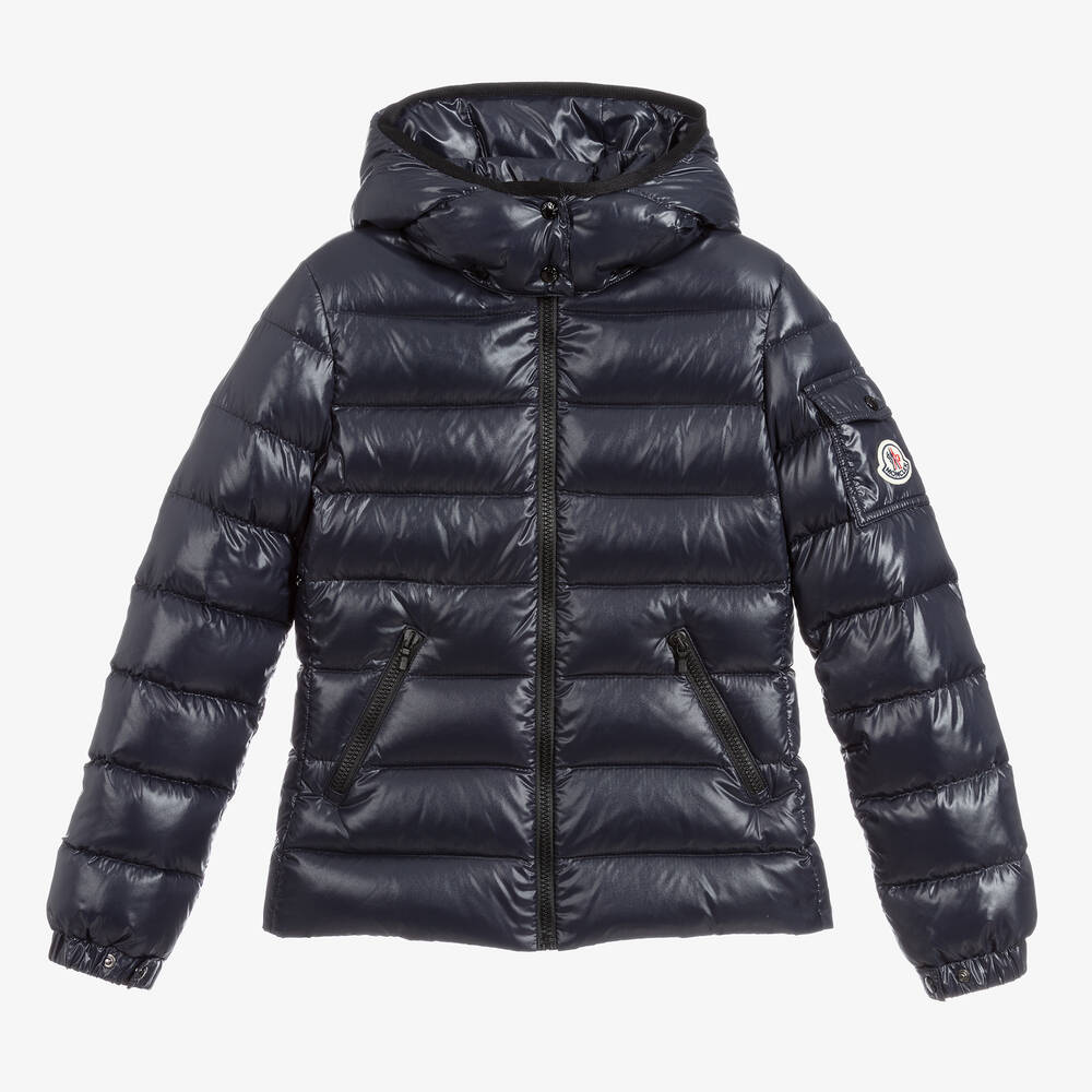 Moncler Enfant-جاكيت بافر هودي مبطن لون كحلي تينز بناتي | Childrensalon