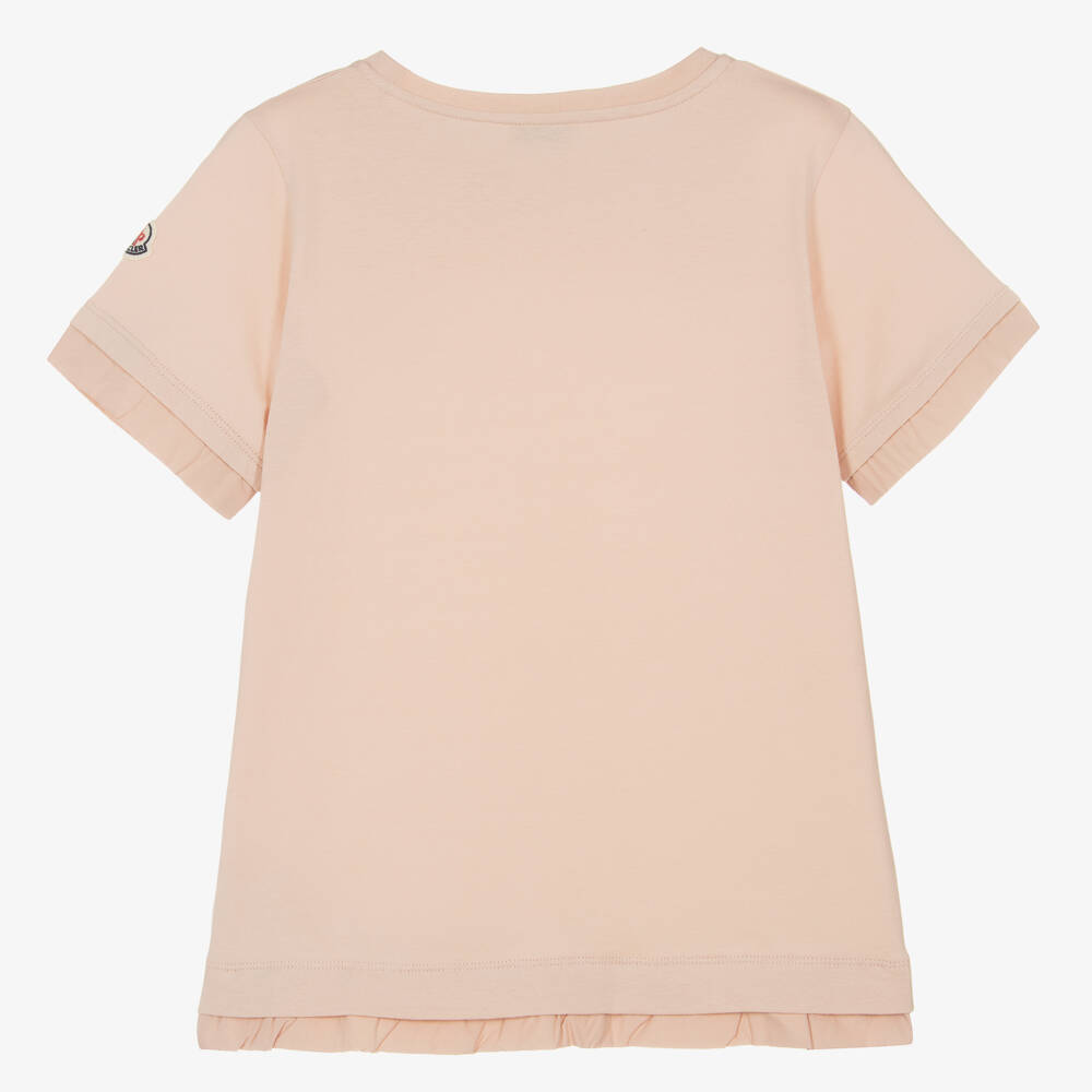 Moncler Enfant-Teen Girls Pale Pink Cotton T-Shirt | Childrensalon