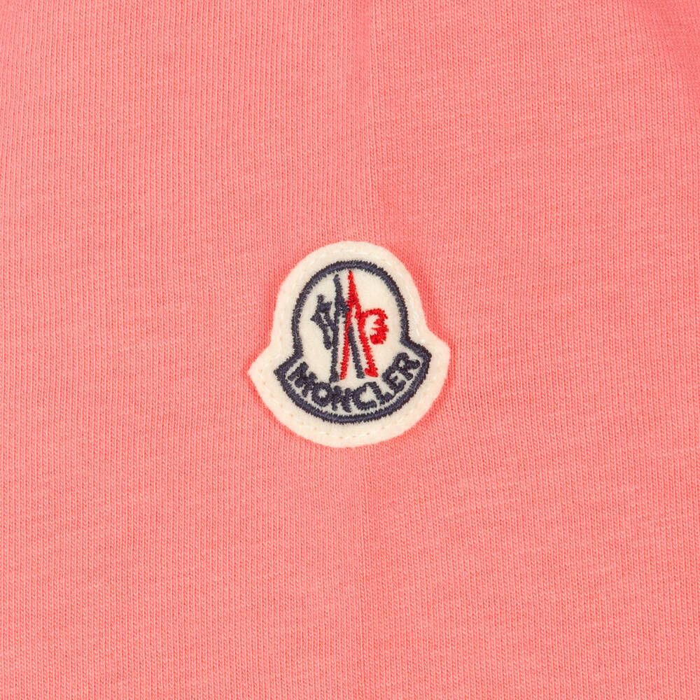 Moncler Enfant-Teen Girls Pink Logo Print Cotton T-Shirt | Childrensalon