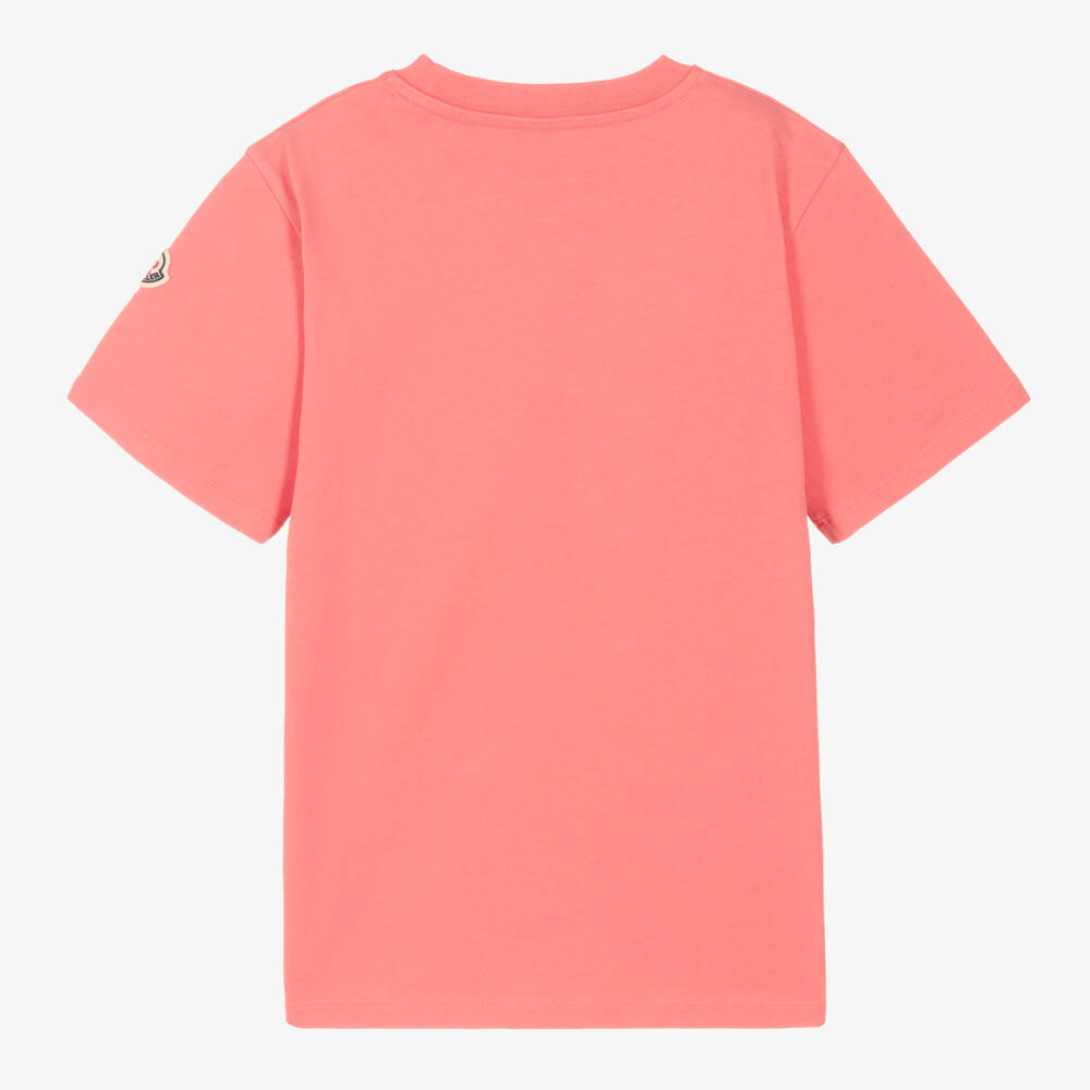 Moncler Enfant-Teen Girls Pink Logo Print Cotton T-Shirt | Childrensalon